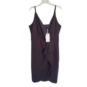 Grace Karin Dress Womens XL Black Wrap Bodycon Ruffle V Neck Party Cocktail